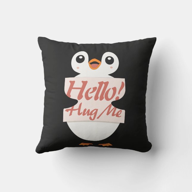 Hello! Hug Me - penguin costume personalization Cushion (Back)