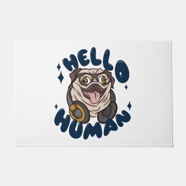 Hello human Cute dog Doormat (Front)