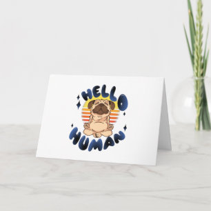 Hello human Meditating yoga dog Card