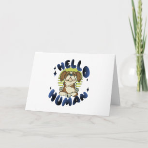 Hello human Meditating yoga dog Card