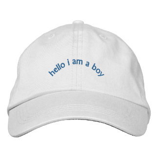 "hello i am a boy" embroidered hat
