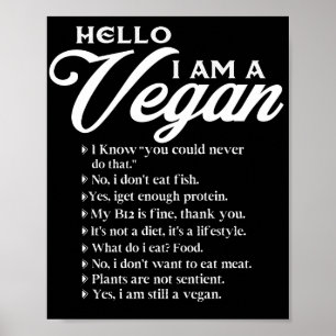Hello I Am A Vegan 9 Things About Vegan Poster