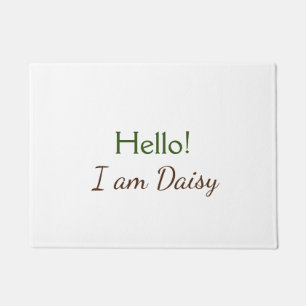 Hello I am Daisy add name text simple minimal y Doormat