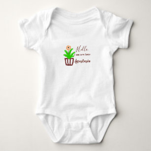 Hello I am new here baby shower kids floral leaf p Bodysuit