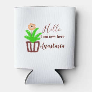 Hello I am new here baby shower kids floral leaf p Can Cooler