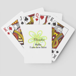Hello I am new here name yellow green flower kids Playing Cards