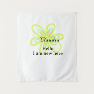 Hello I am new here name yellow green flower kids Tapestry