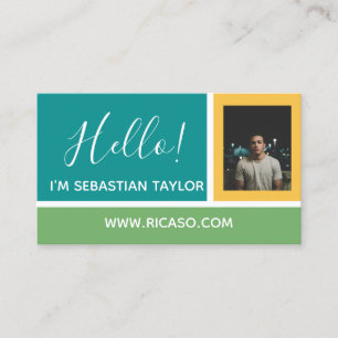 Hello I am Photo Personalized Color Blocked Business Card