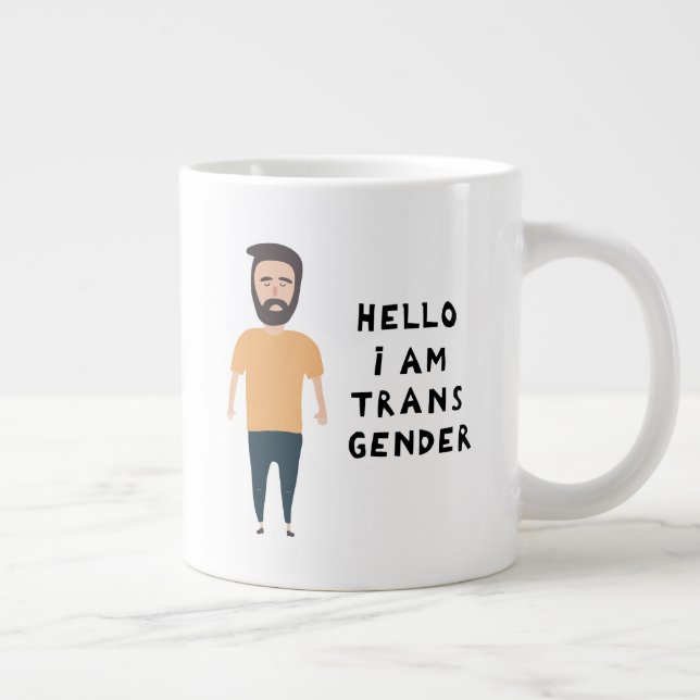Hello I Am Transgender Large Coffee Mug (Right)
