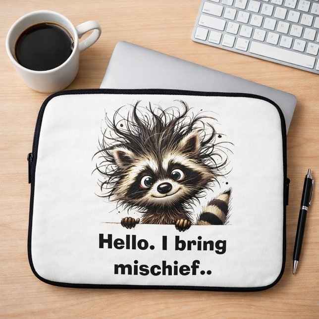Hello. I bring mischief Racoon  Laptop Sleeve (Creator Uploaded)