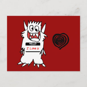 Hello, I Love U Monster Postcard