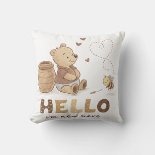 Hello I’m New Here Cute Classic Teddy Bear Cushion
