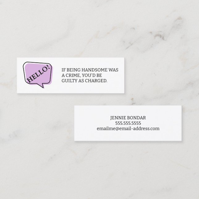 Hello If Being Handsome Fun Dating Calling Card (Front/Back)
