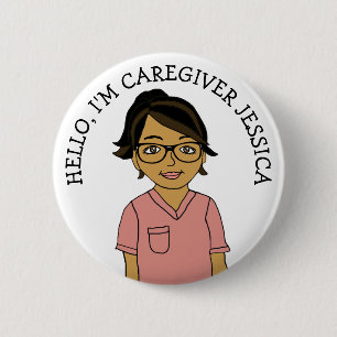 Hello, I'm Caregiver Add Name 6 Cm Round Badge