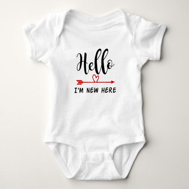Hello, I'm New Here Baby Vest Baby Bodysuit (Front)