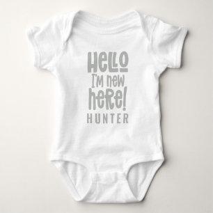 Hello I'm new here modern typography new baby Bodysuit