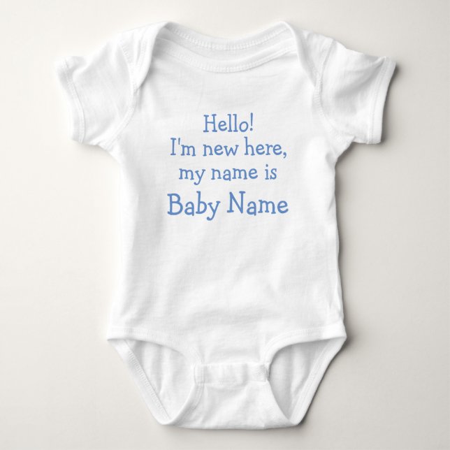Hello! I'm new here, my name is - Personalized Baby Bodysuit (Front)