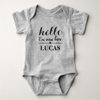 hello I'm new here Personalised Name Baby Boy Gift