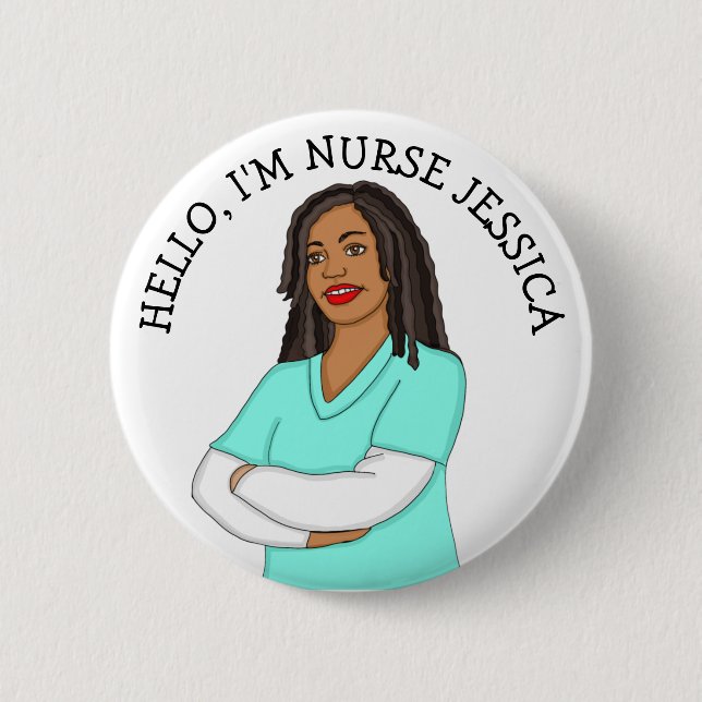 Hello, I'm Nurse Add Name   6 Cm Round Badge (Front)