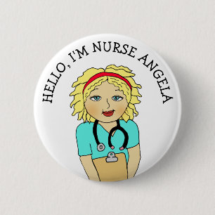 Hello, I'm Nurse Add Name 6 Cm Round Badge