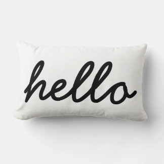 Hello in a Playful Font Lumbar Cushion