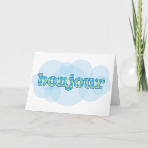 Hello in french bonjour with  argyle pattern card