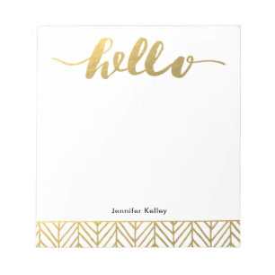 Hello in Gold, Personalised Notepad