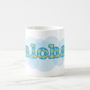 Hello in Hawaiian - Aloha with argyle pattern Coffee Mug