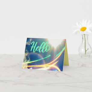Hello in Light Trail and Sky Folded Greeting Card