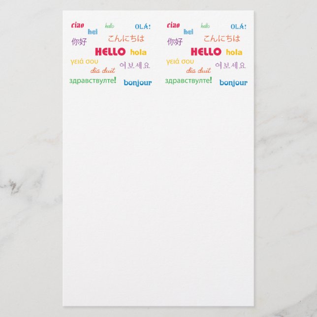 Hello in Many Languages Stationery (Front)