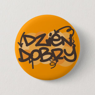 Hello in Polish graffiti style 6 Cm Round Badge