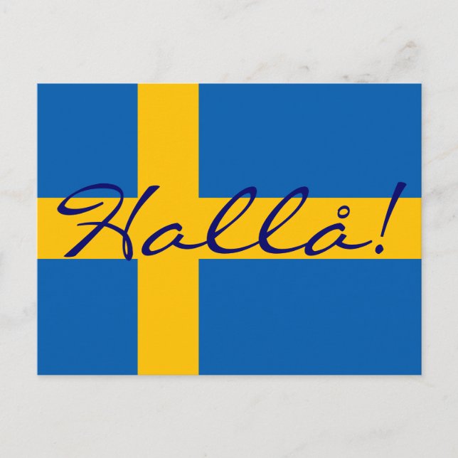 Hello in Swedish Hallå! Swedish Flag Postcard (Front)