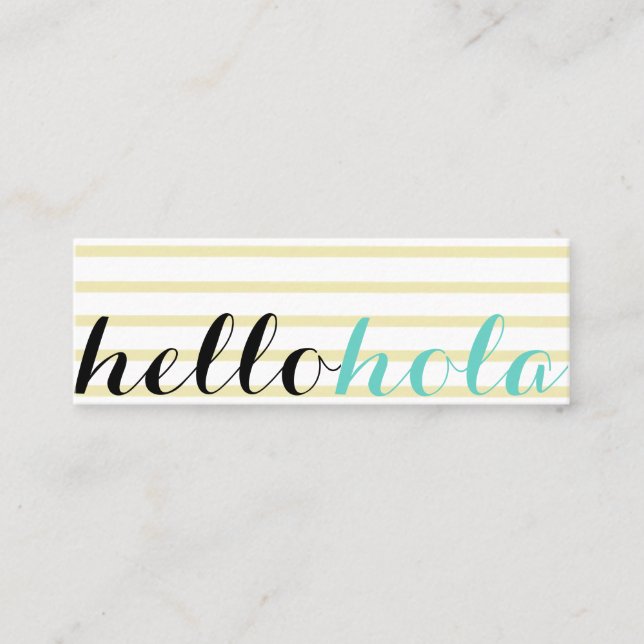 Hello interpreter translator language teacher mini business card (Front)