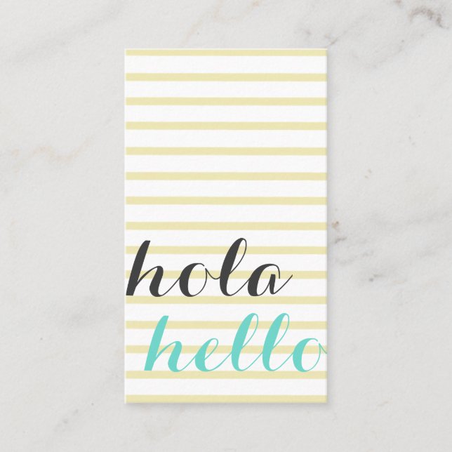 Hello, interpreter translator teacher languages business card (Front)