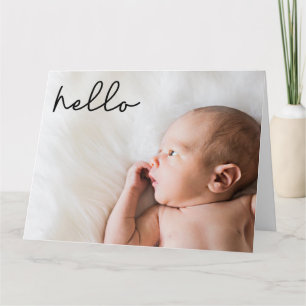 Hello Introducing Baby birth with Photo Custom Card