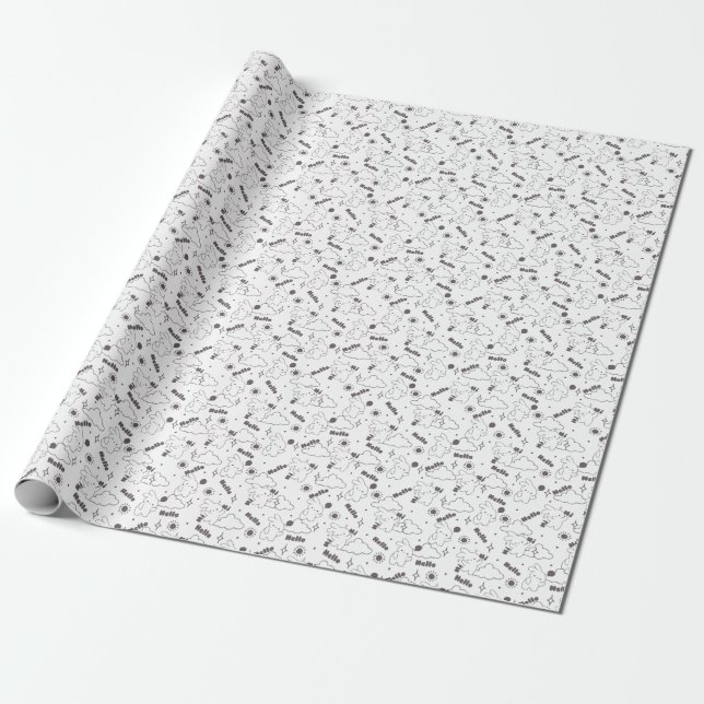 Hello, It's Bunny Time with Loppy Tokki's Duo Line Wrapping Paper (Unrolled)