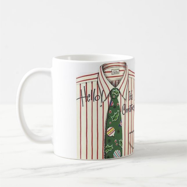 Hello It's Christmas Shirt and Tie Coffee Mug (Left)