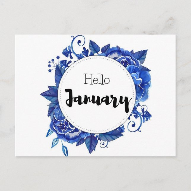 Hello January Postcard (Front)
