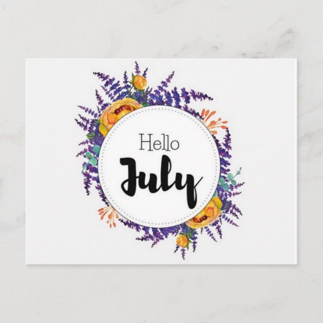 Hello July Postcard (Front)