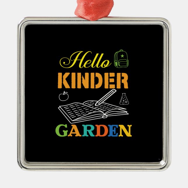 Hello Kinder Garden Metal Ornament (Front)