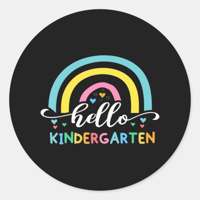 Hello Kindergarten  Back To School   Classic Round Sticker (Front)