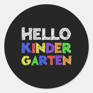 Hello Kindergarten  Back To School   Classic Round Sticker