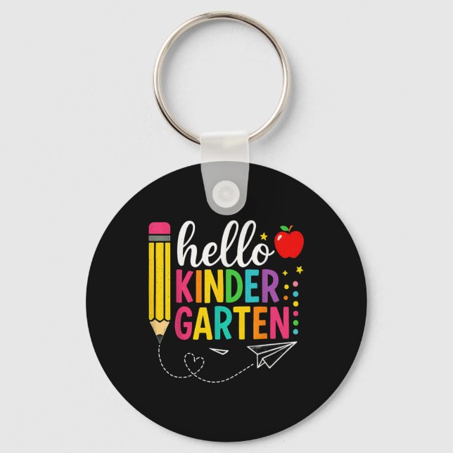 Hello Kindergarten Back To School Kindergarten Tea Key Ring (Front)
