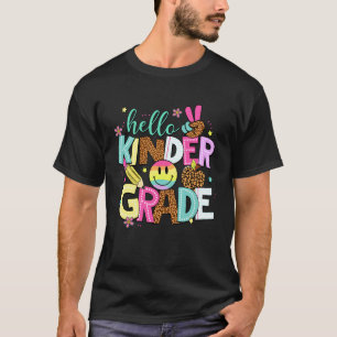 Hello Kindergarten Back to School Leopard Teacher T-Shirt
