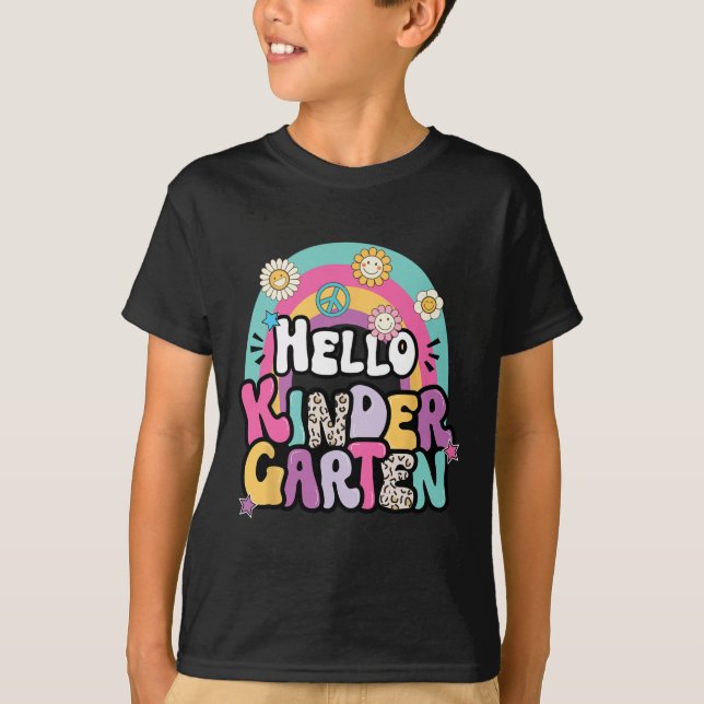 Hello Kindergarten Back To School Teacher Boy Girl T-Shirt (Front)