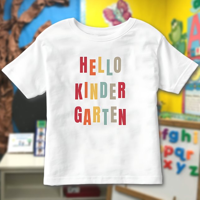 Hello Kindergarten Colourful Text Back To School Toddler T-Shirt (Creator Uploaded)