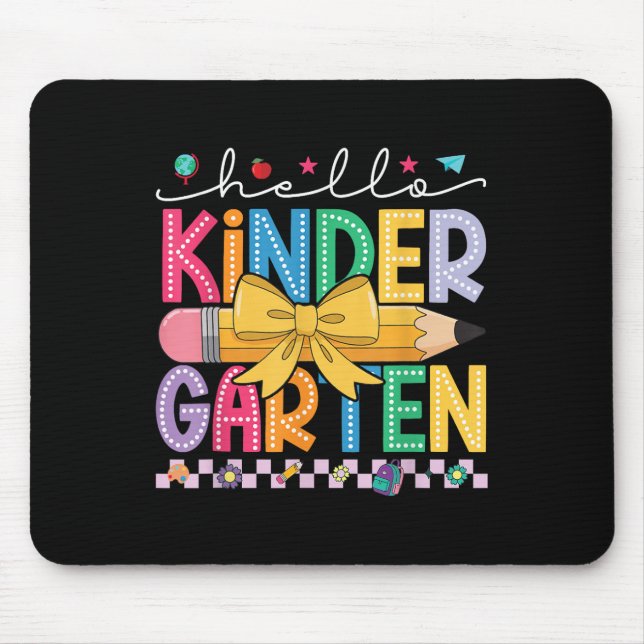 Hello Kindergarten Coquette Bow Pencil Kinder Back Mouse Pad (Front)