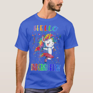 Hello Kindergarten Dancing Unicorn Back To School T-Shirt