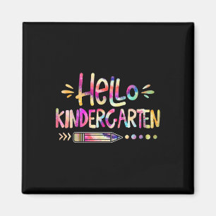 Hello Kindergarten First Day Back To School Tie Dy Magnet
