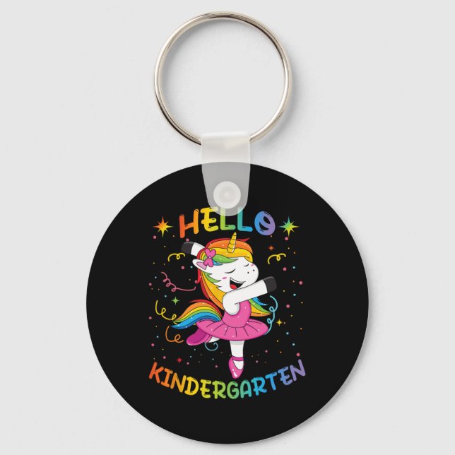 Hello Kindergarten first day back to school unicor Key Ring (Front)